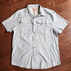 Coleman Men’s L Short Sleeve Button Up Shirt Gray Outdoor Hiking Fishing Camping